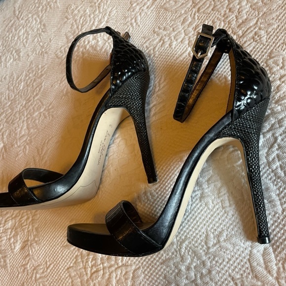Sam Edelman Eleanor.  Black reptile print; sky high sandals - Picture 3 of 7